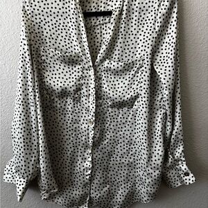 Zara Black and White Polka Dot Blouse